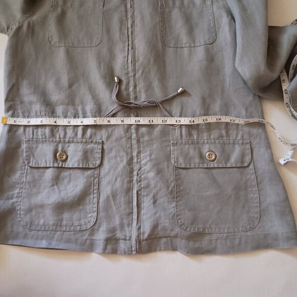Women’s St Tropez West Gray Linen Medium Length Coat Jacket Size M - Picture 9 of 11